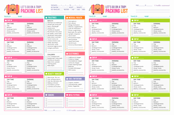 Free Packing List Template Lovely Travel Checklist Template