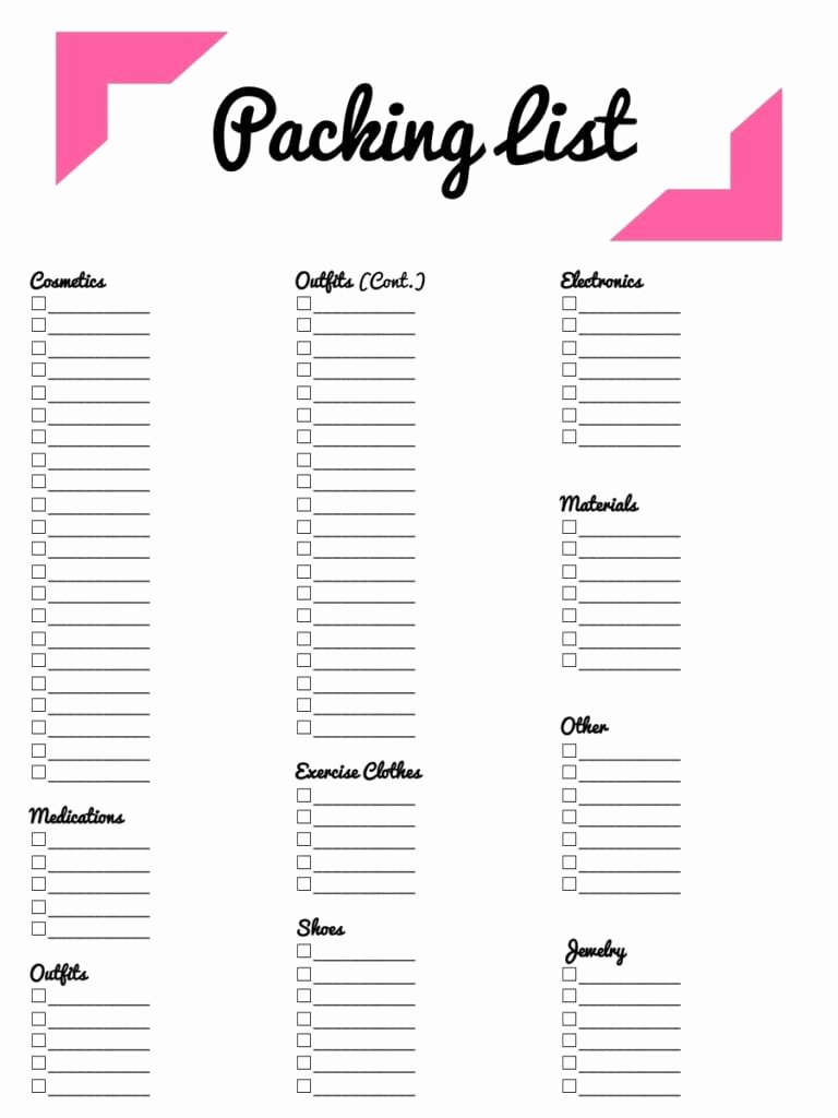 Free Packing List Template Luxury 21 Free Packing List Template Word Excel formats