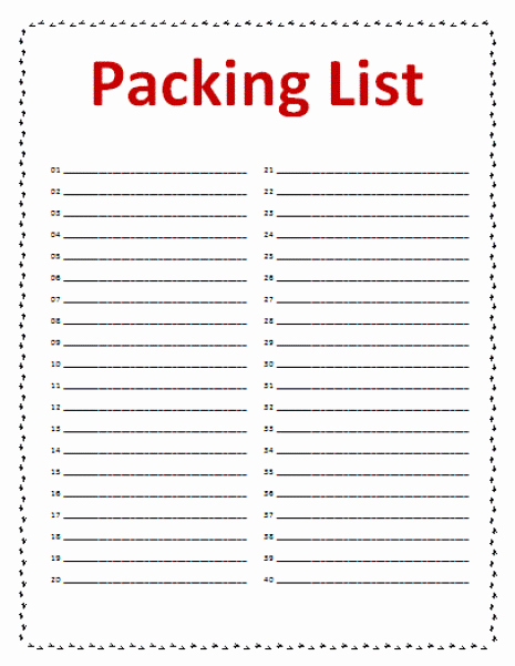 Free Packing List Template New 21 Free Packing List Template Word Excel formats
