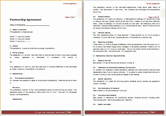 Free Partnership Agreement Template Word Elegant Partnership Agreement Templates