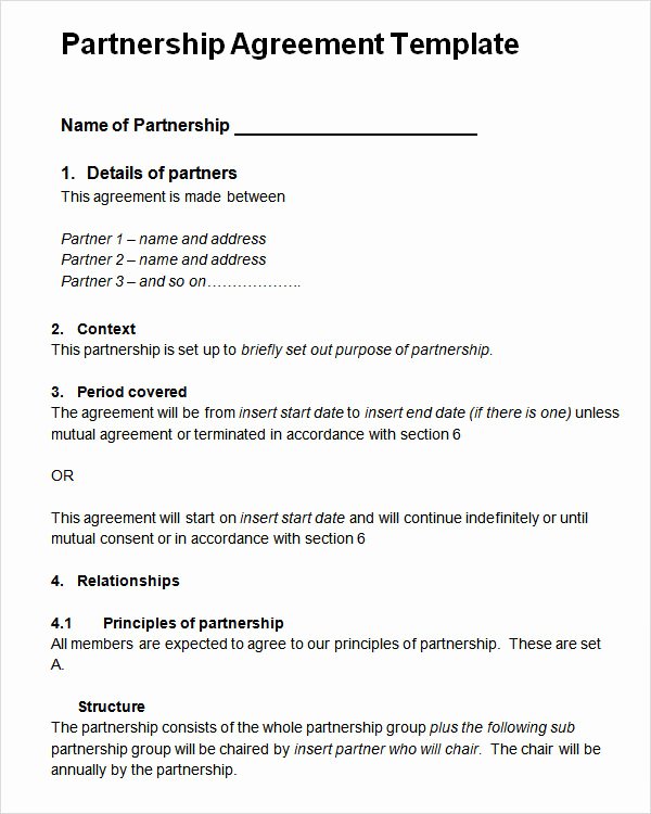 Free Partnership Agreement Template Word Unique 16 Partnership Agreement Templates