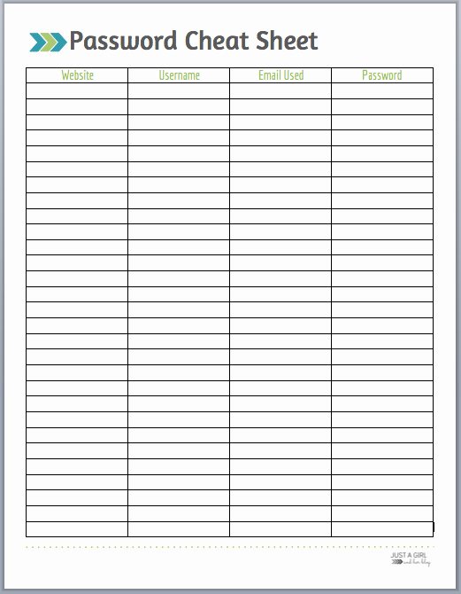 Free Password Spreadsheet Template Best Of 9 Best Of Username and Password Sheet Printable