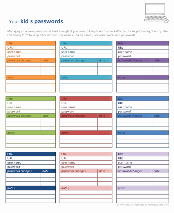 Free Password Spreadsheet Template Elegant 6 Best Of Password Book Printable Free Printable