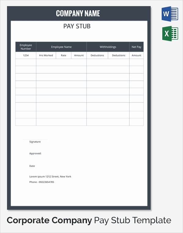 Free Payroll Check Stub Template Beautiful 25 Sample Editable Pay Stub Templates to Download