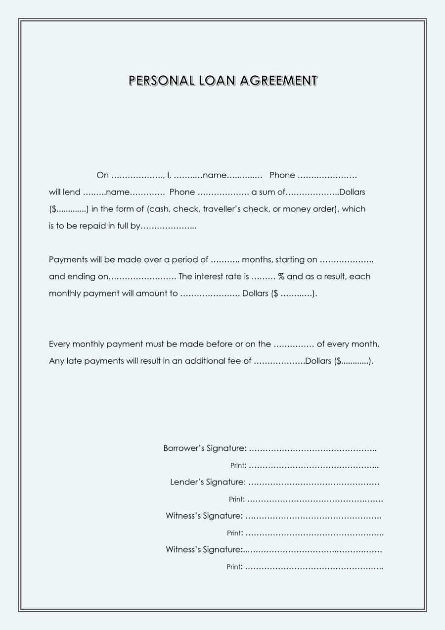 Free Personal Loan Agreement Template Awesome 40 Free Loan Agreement Templates [word &amp; Pdf] Template Lab