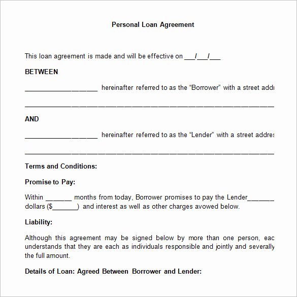 Free Personal Loan Agreement Template Lovely Loan Contract Template – 20 Examples In Word Pdf