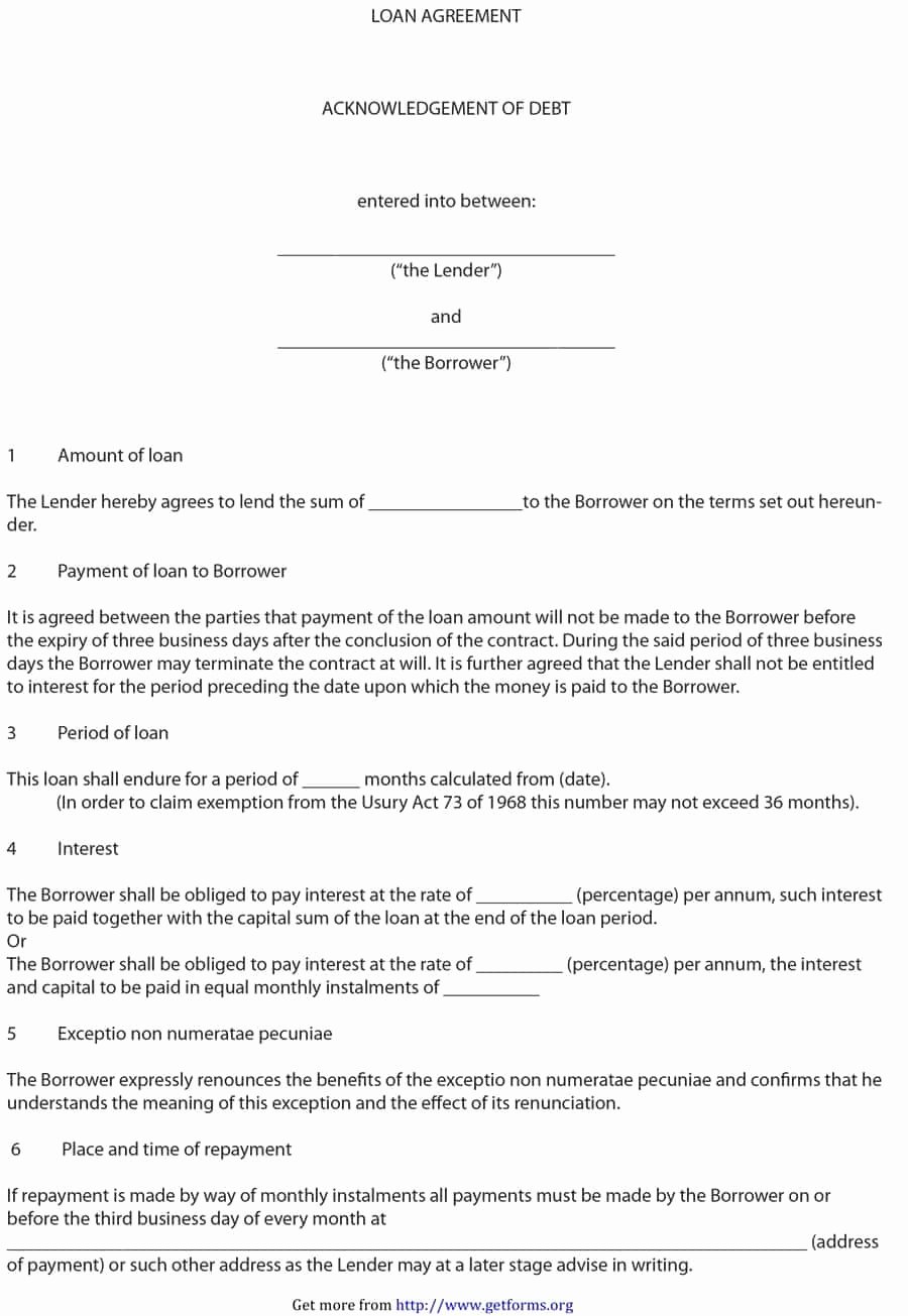 Free Personal Loan Agreement Template New 40 Free Loan Agreement Templates [word &amp; Pdf] Template Lab