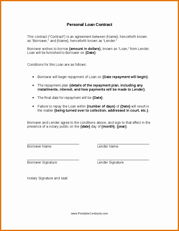 Free Personal Loan Agreement Template New Sample Personal Loan Agreementreference Letters Words