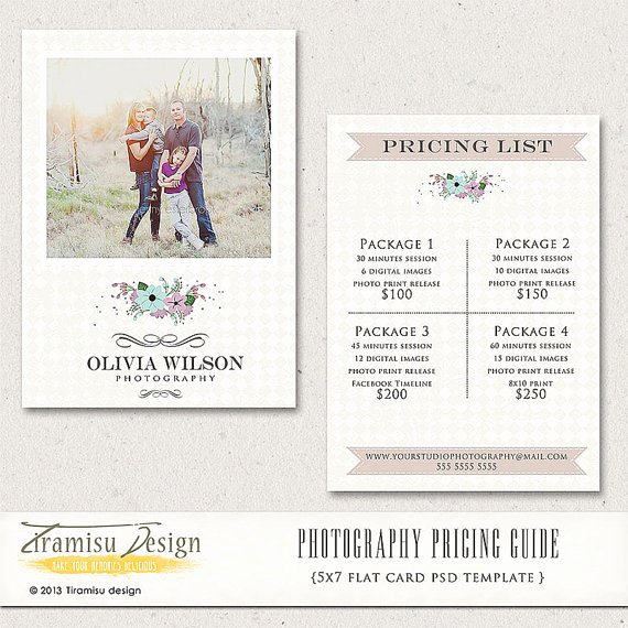 Free Photography Price List Template Beautiful Graphy Price List Graphy Pricing Guide Price