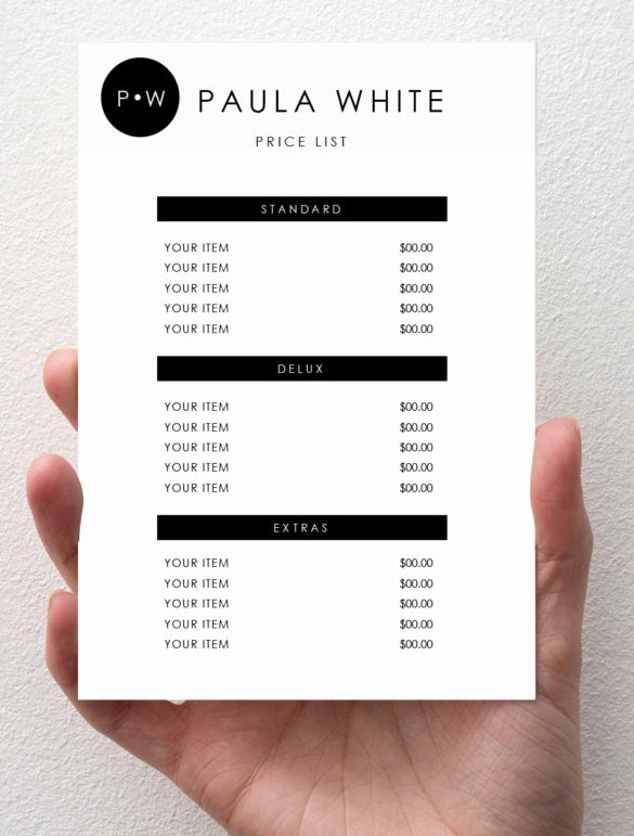 Free Photography Price List Template Inspirational 25 Price List Templates Doc Pdf Excel Psd