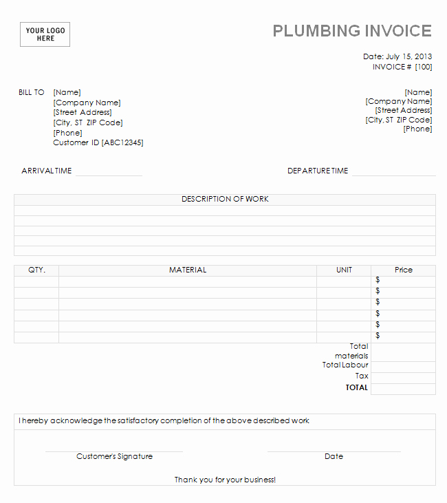 Free Plumbing Invoice Template Awesome 14 Free Plumbing Invoice Templates Demplates
