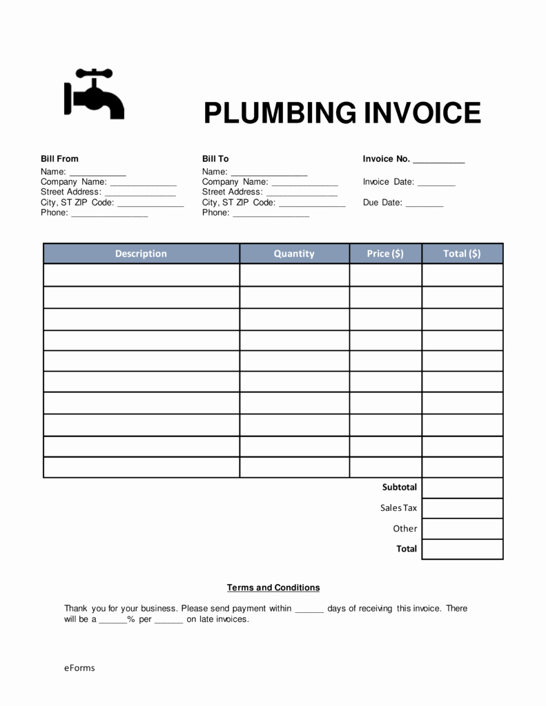 Free Plumbing Invoice Template Beautiful Plumbing Invoice Template Word