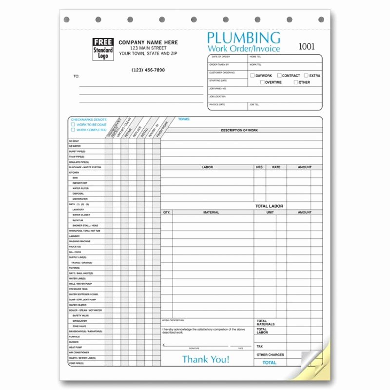 Free Plumbing Invoice Template Beautiful Plumbing Work order forms