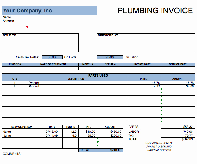 Free Plumbing Invoice Template Elegant Plumbing Invoice Template – Free Invoice Templates