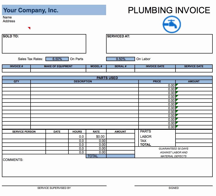 Free Plumbing Invoice Template Luxury Plumbing Invoice Template Word