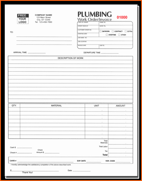 Free Plumbing Invoice Template Unique 7 Plumbing Receipt Template Bud Template Letter