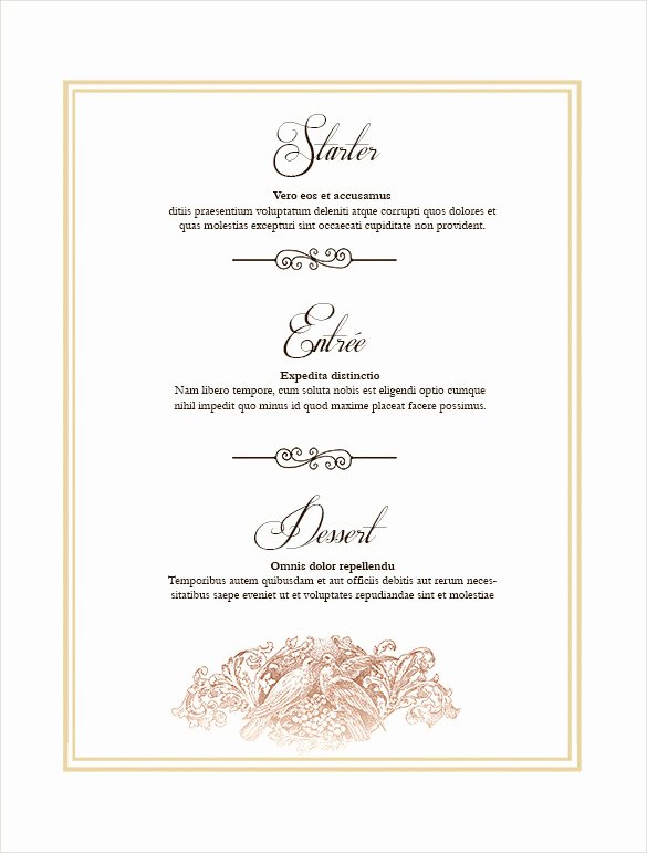 Free Printable Menu Card Template Lovely 36 Wedding Menu Templates Ai Psd Google Docs Apple