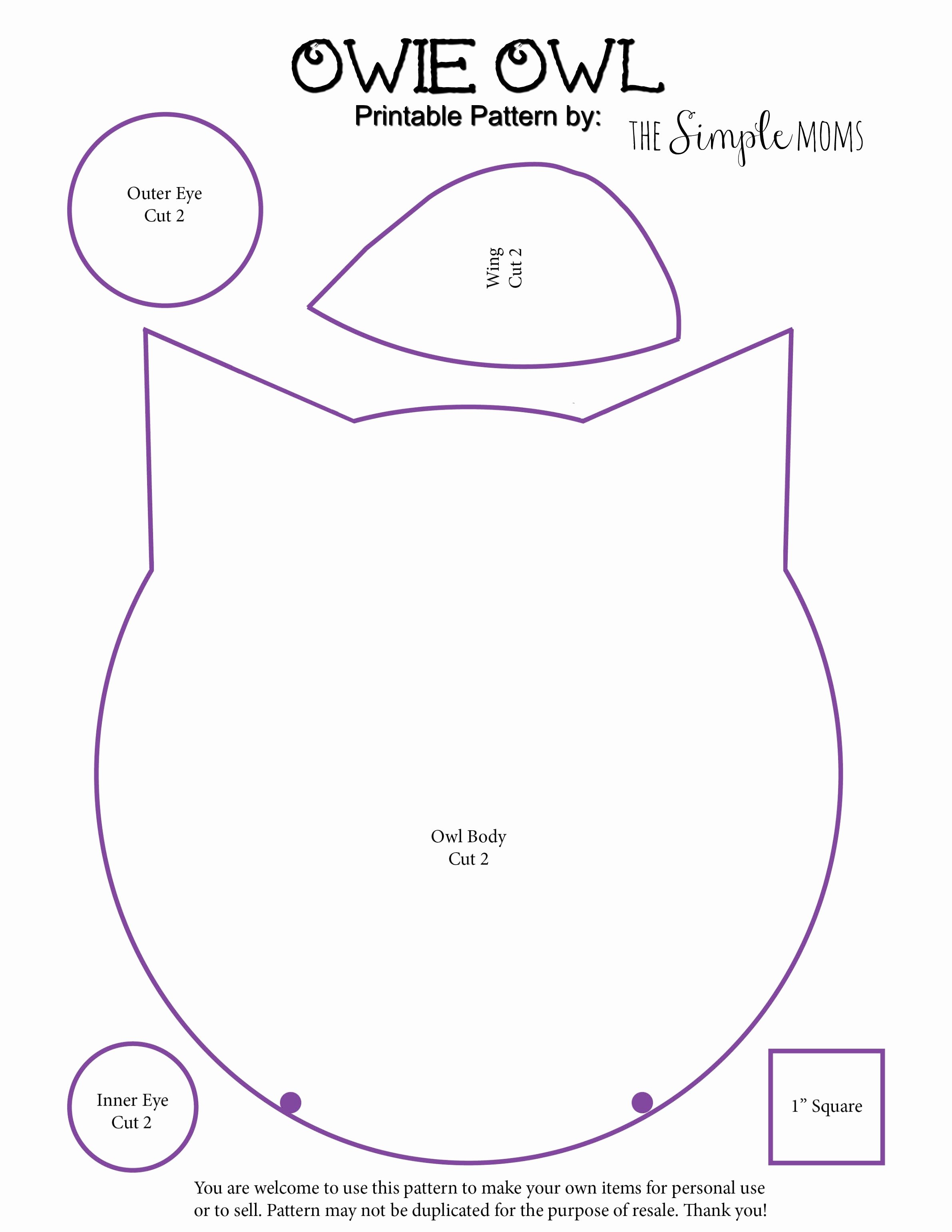 Free Printable Owl Template Awesome Diy Owie Owl Rice Pack Printable Pattern A Simple