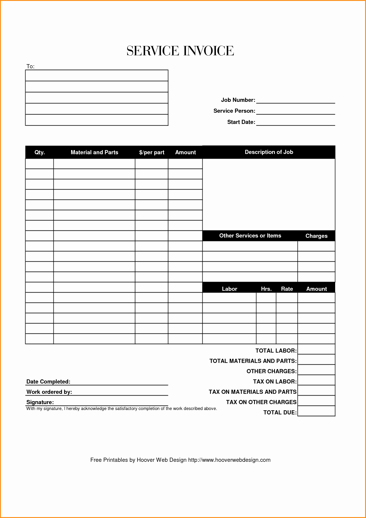 Free Printable Service Invoice Template Awesome 7 Printable Invoices