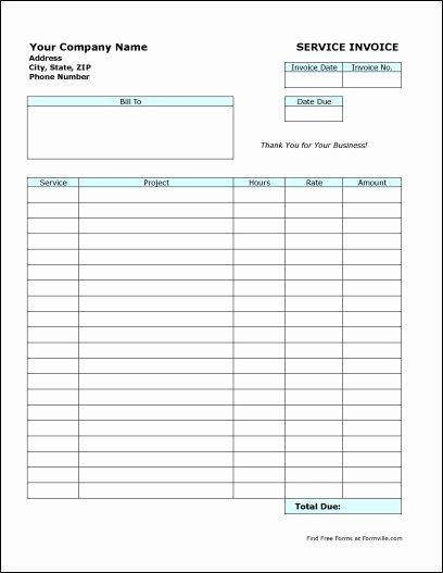 Free Printable Service Invoice Template Fresh Free Blank Invoice form