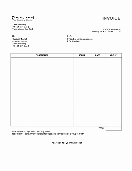 Free Printable Service Invoice Template New Free Service Invoice Template Microsoft Word