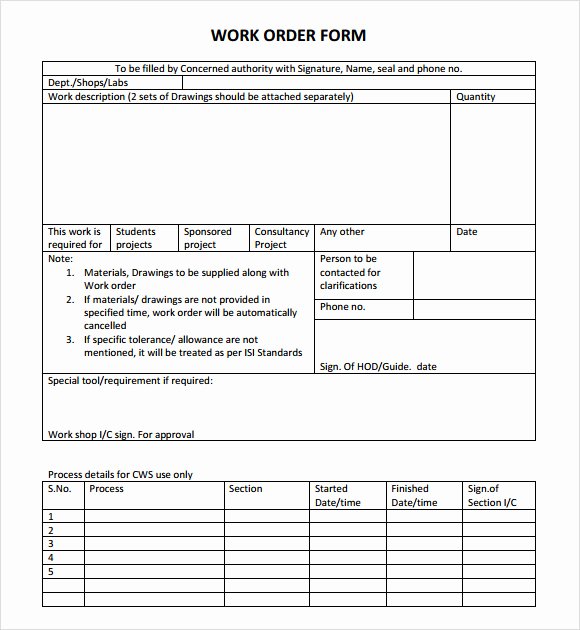Free Printable Work order Template Inspirational Work order Template 16 Download Free Documents In Pdf