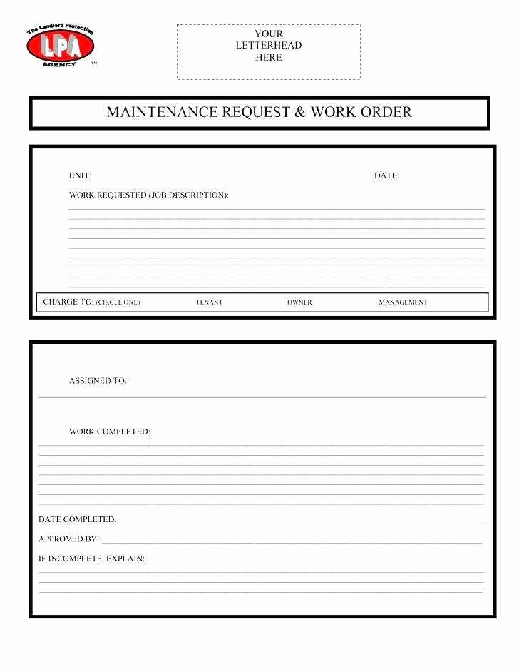 Free Printable Work order Template Luxury Apartment Maintenance Work order forms form Template