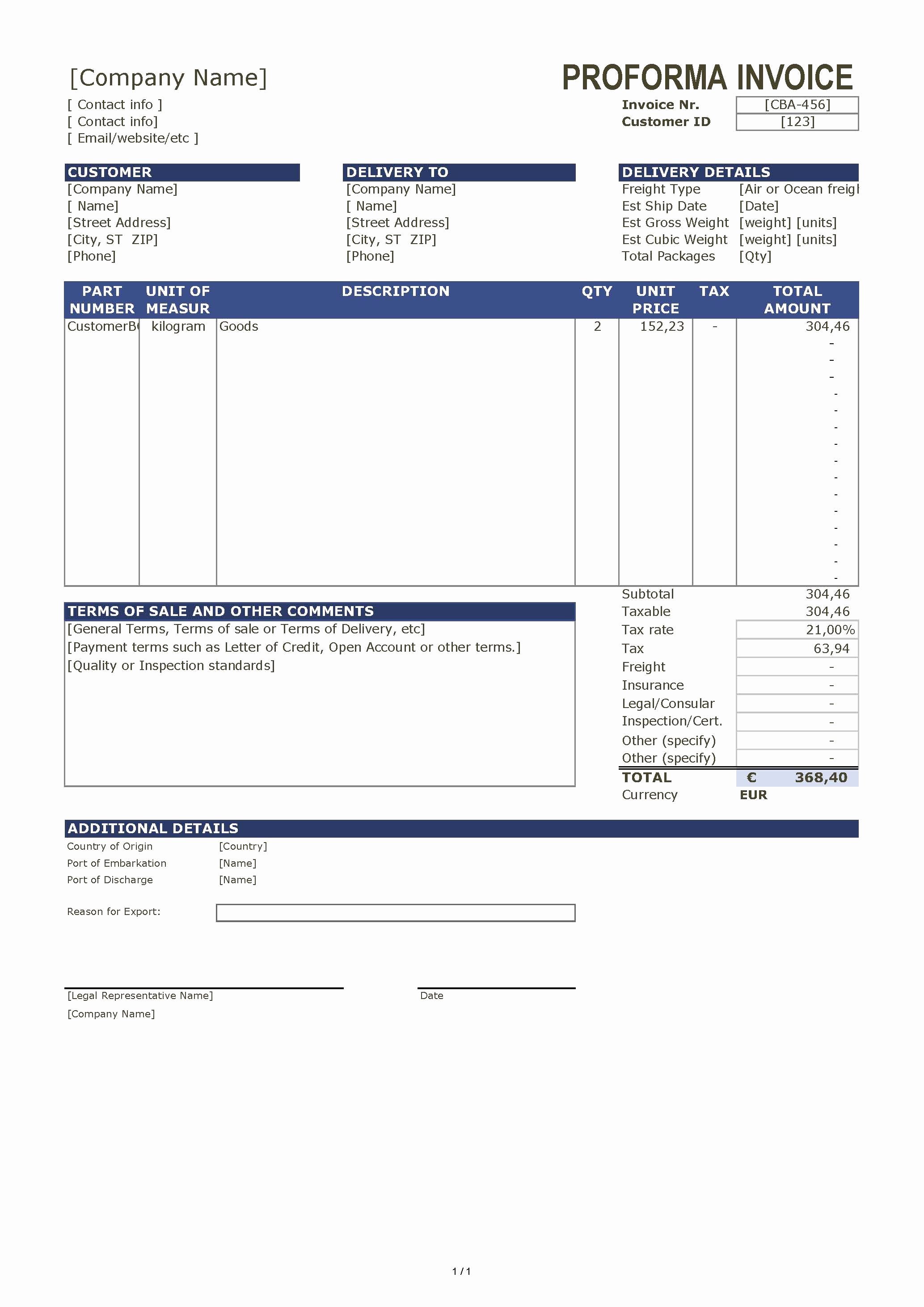 Free Proforma Invoice Template Awesome Free Proforma Invoice Template
