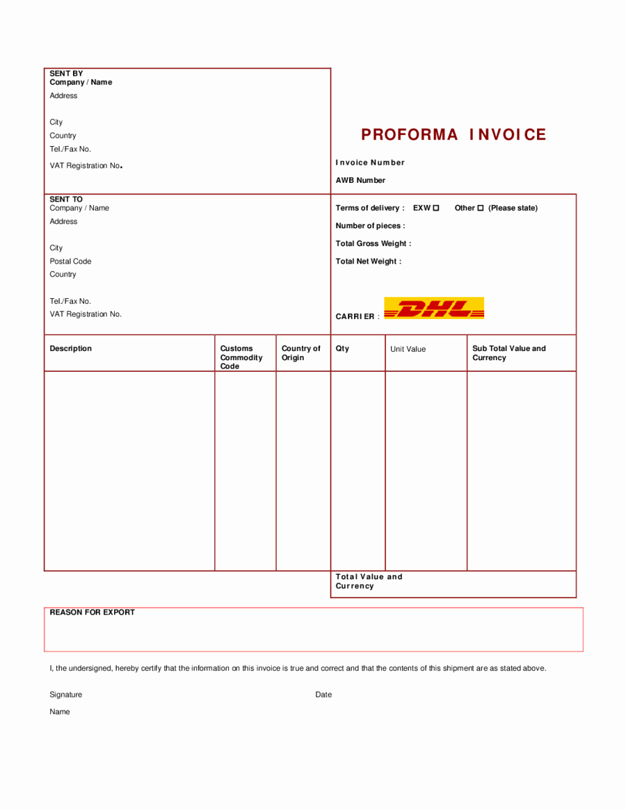 Free Proforma Invoice Template Luxury 2019 Proforma Invoice Fillable Printable Pdf &amp; forms