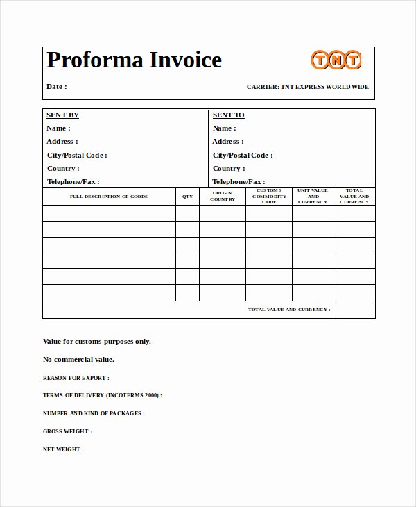 Free Proforma Invoice Template Unique Proforma Invoice Template 8 Free Excel Word Pdf