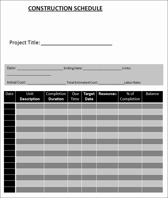 Free Project Schedule Template Awesome Free Excel Residential Construction Schedule Template