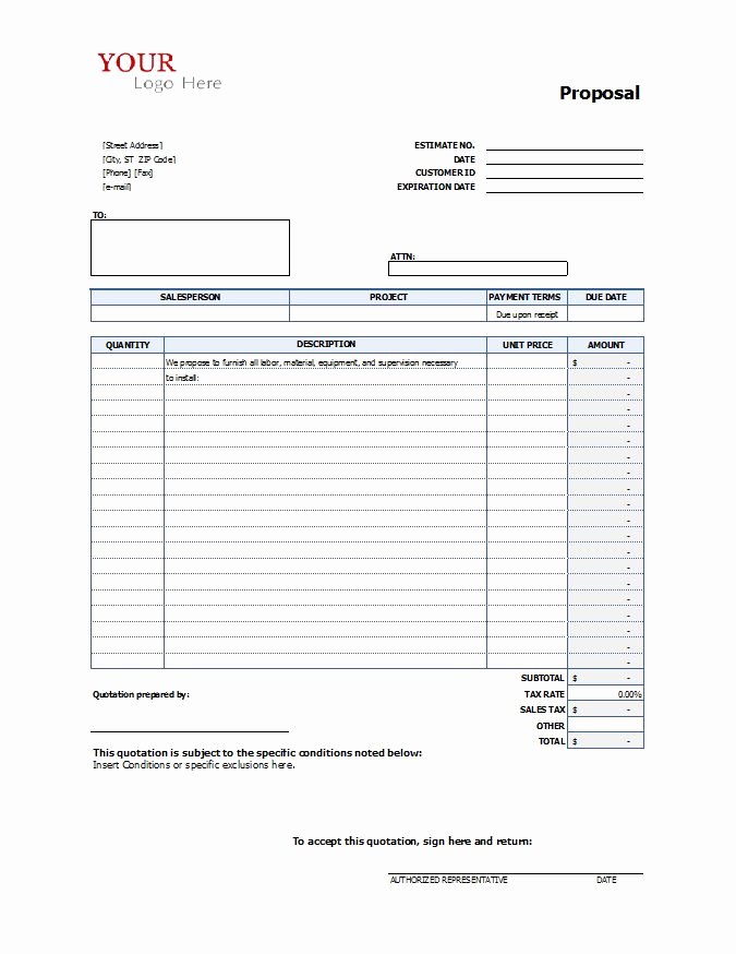 Free Proposal form Template Beautiful Construction Proposal Template