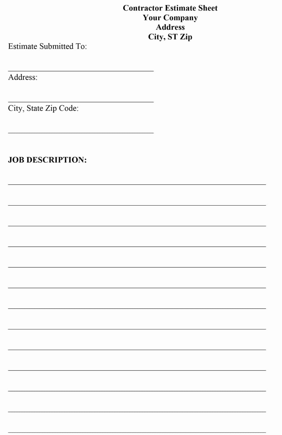 Free Proposal form Template New 44 Free Estimate Template forms [construction Repair