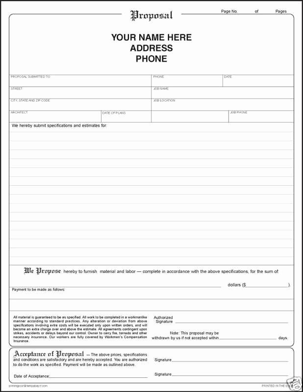 Free Proposal form Template New Printable Blank Bid Proposal forms