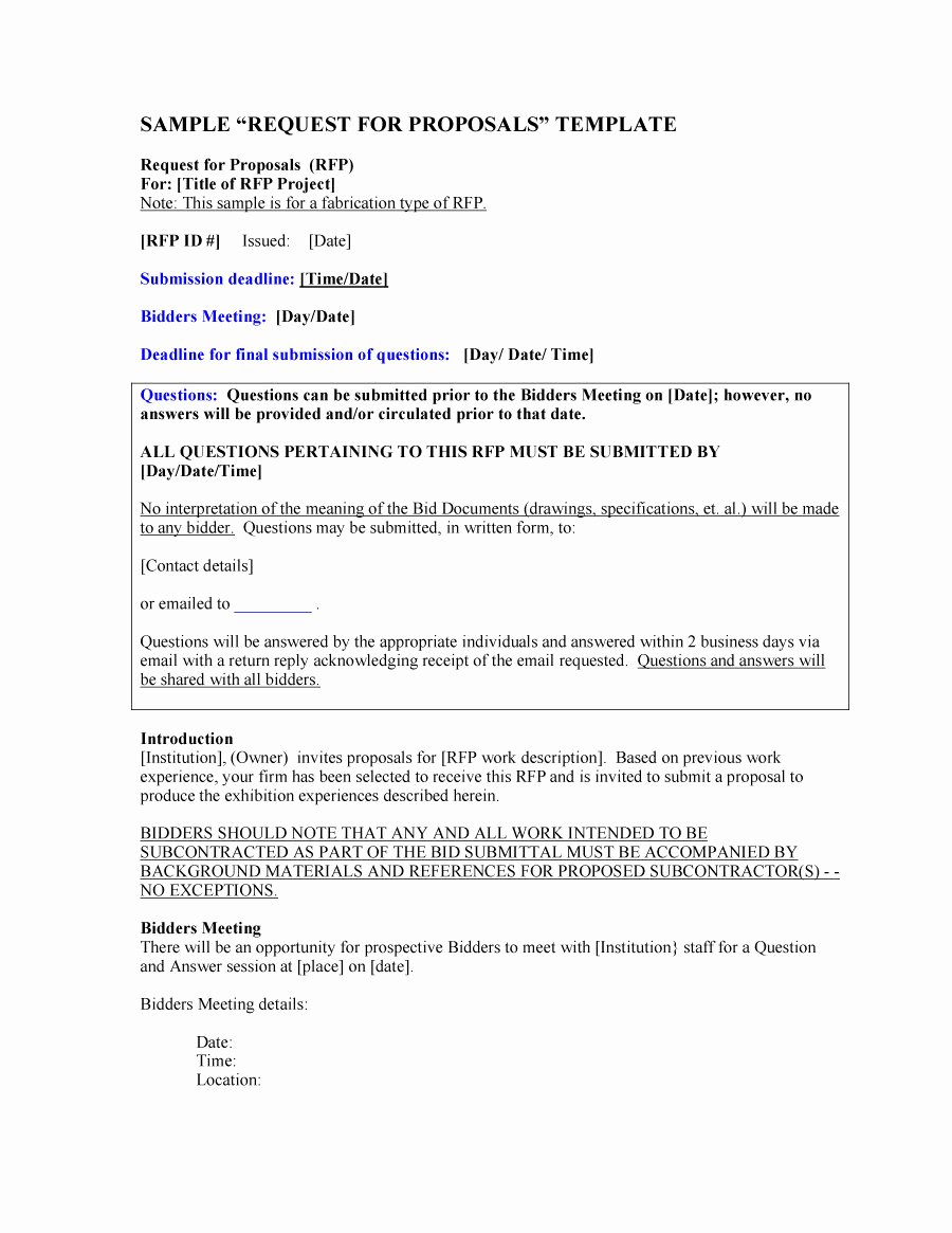 Free Proposal form Template Unique 40 Best Request for Proposal Templates &amp; Examples Rpf