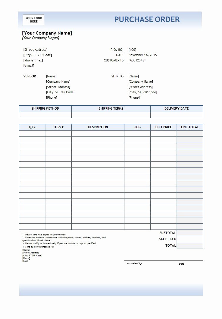Free Purchase order Template Beautiful 37 Free Purchase order Templates In Word &amp; Excel