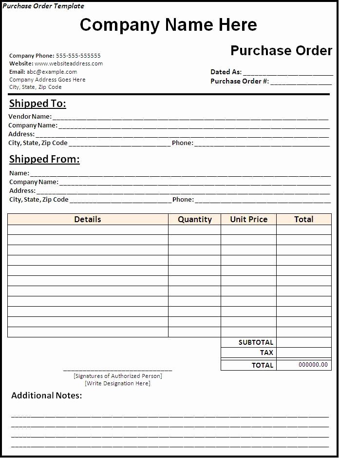 Free Purchase order Template Beautiful 6 Free Purchase order Templates Excel Pdf formats