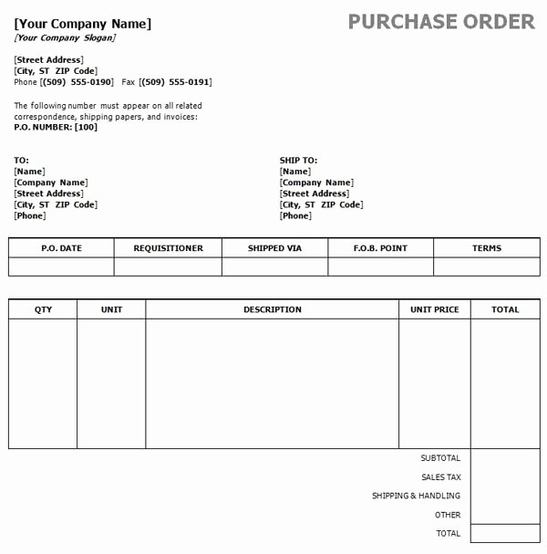 Free Purchase order Template Best Of Purchase order Template Word Beepmunk