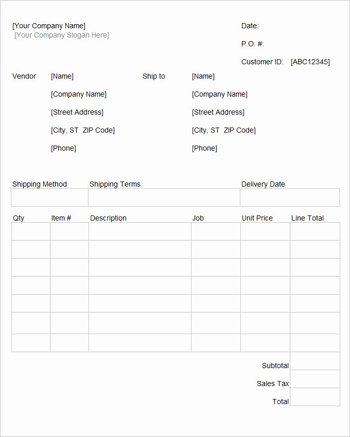 Free Purchase order Template Elegant 53 Purchase order Examples Pdf Doc