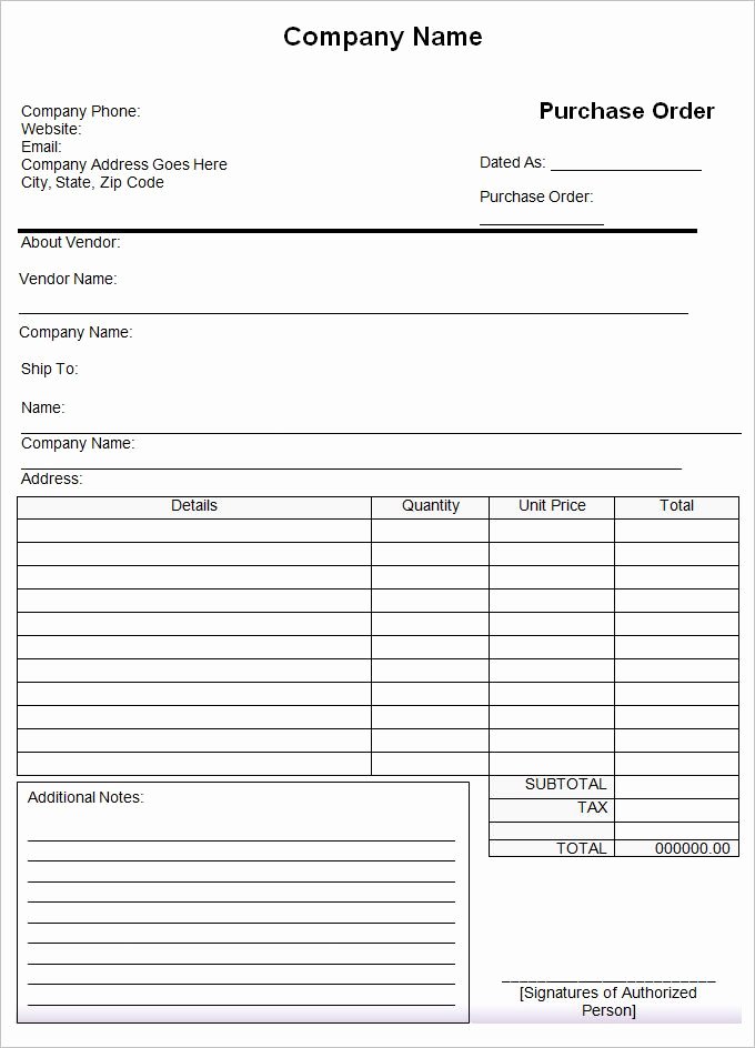 Free Purchase order Template Fresh Purchase order Template 43 Free Word Excel Pdf