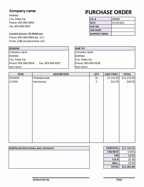Free Purchase order Template Inspirational Purchase order form Templates Free