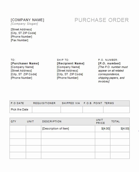 Free Purchase order Template Lovely 37 Free Purchase order Templates In Word &amp; Excel