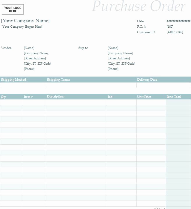 Free Purchase order Template Lovely Free Purchase order form