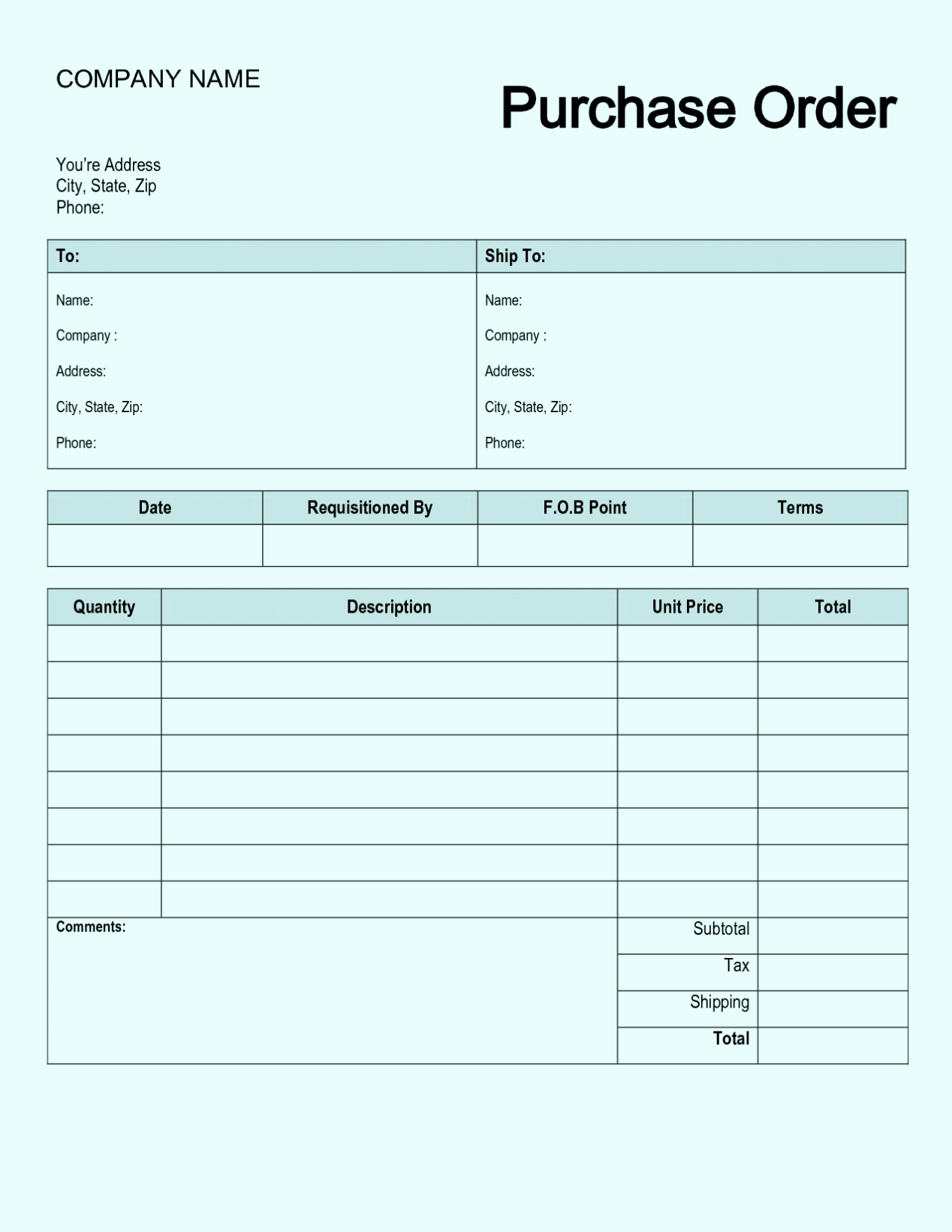 Free Purchase order Template Lovely Free Purchase order form Template Excel Word Sample