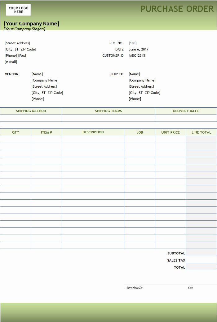 Free Purchase order Template Lovely Free Purchase order Templates
