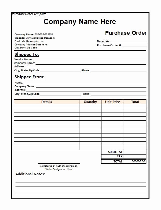 Free Purchase order Template Unique 39 Free Purchase order Templates In Word &amp; Excel Free