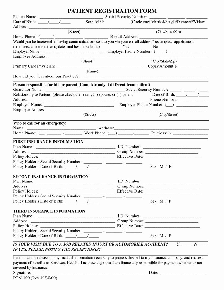 Free Registration forms Template Elegant Free Patient Registration form Template