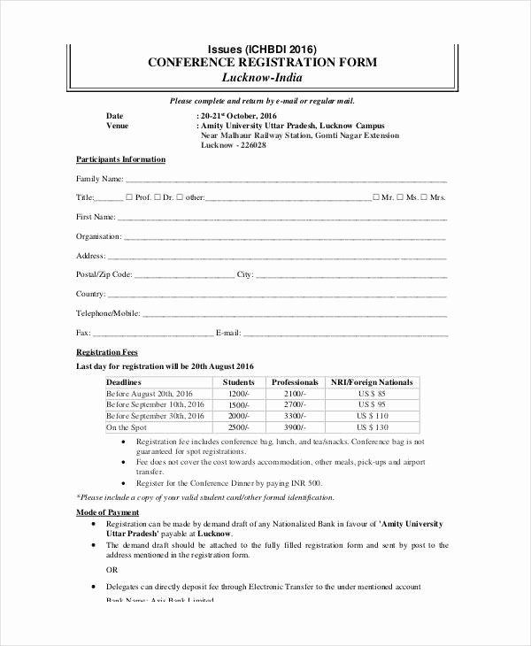 Free Registration forms Template Elegant Printable Registration form Template