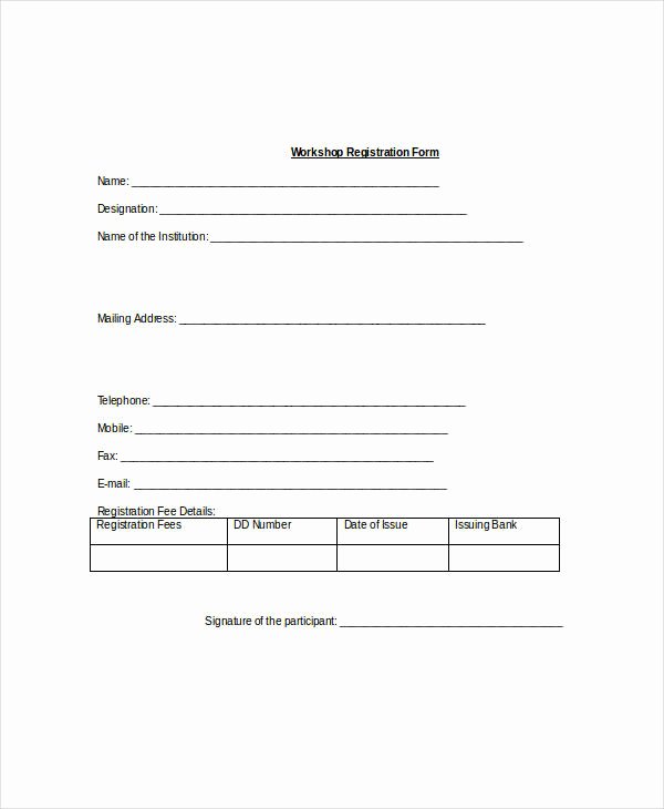 Free Registration forms Template Elegant Registration form Template 9 Free Pdf Word Documents