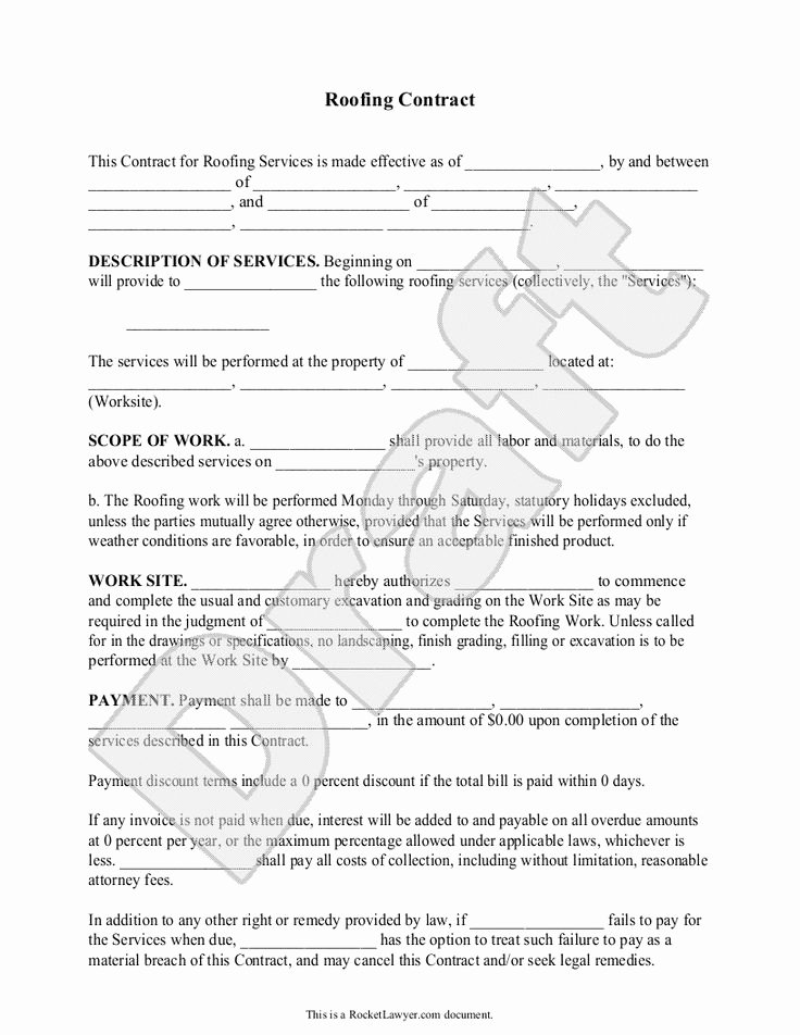 Free Residential Roofing Contract Template Unique Roofing Contract Template Free form with Sample Sample